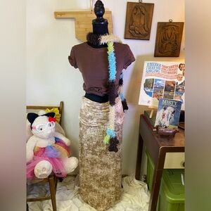 Vintage Y2K BKE Foldover Waist Rayon Maxi Skirt Boho Hippy Fairy Festival LARGE